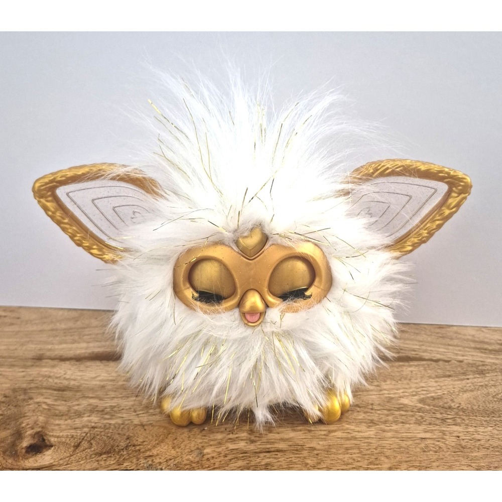 FURBY Gold Glam Interactive Plush Toy 6" Ages 6+ Hasbro Works  Light Up Talk
